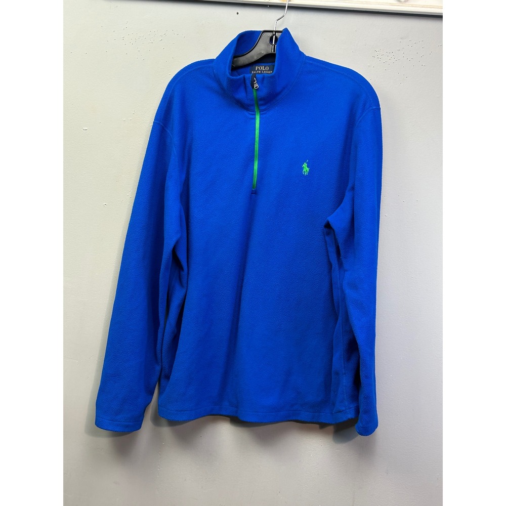Polo Ralph Lauren‎ Fleece Pullover Mens XL Blue Performance Quarter Zip Logo